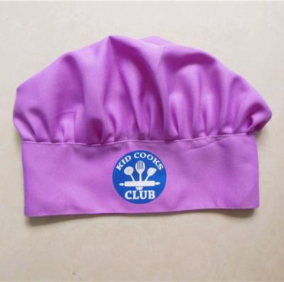 China Purple Chef Hat Kids Polycotton Color Non Woven 100%Cotton Cooking Hat Printed Logo Chef Hat Uniform Supplier for sale