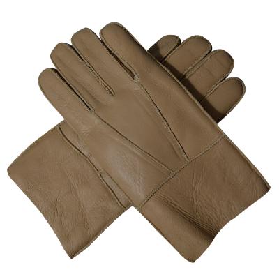 China Comfortable Fur Leather Gloves For Winter Sheepskin Leather Gloves Keep Warm Hand Gloves For Men for sale