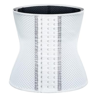 China 2021 Hot Sale Women Polyester Corset 3 Hooks Viable Steel Bone Breathable Plus Size Waist Trainer For Fat Women for sale