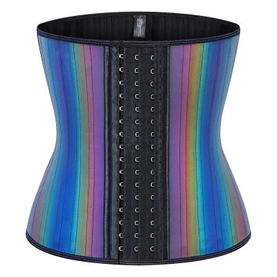 China 2021 Hot Sale Women Polyester Corset 3 Hooks Viable Steel Bone Breathable Plus Size Waist Trainer For Fat Women for sale