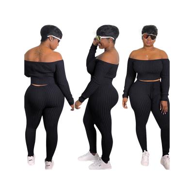 China Two Piece Sleeve Sustainable Women's Casual Two Piece Sets Long Sets Crop Top Two Piece Set for sale