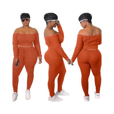 China 2021 New Arrival Viable Women Two Piece Set Clothing 2 Piece Set Women Solid Tracksuit Top Pants Two Piece Set for sale