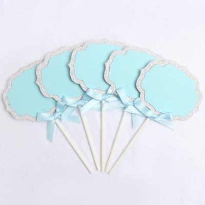 China Cake Accessory Decor Writing Card Insert Message Baking Star Happy Birthday Christmas Bow Paper Plug-in Cake Topper Decoration for sale