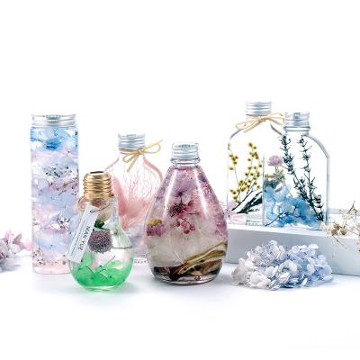 China Oil Glass Events Decoration OEM Eternal Preserved Flower Herbarium Bottle Real Dried Flowers For Gift Home Decoration for sale