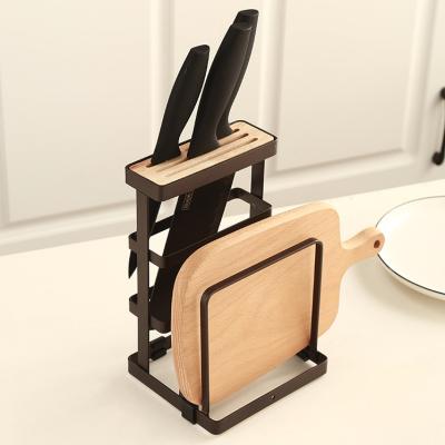 China Viable Multifunctional Kitchen Storage Rack Fashion Knife Holder Cutting Board Rack for sale