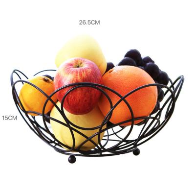 China Sustainable Wrought Iron Fruit Basket Storage Bowl Grocery Basket for sale