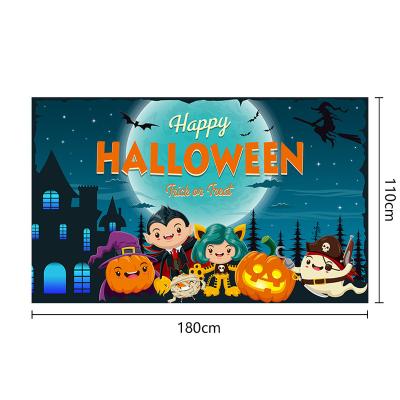 China New Halloween Pumpkin Bat Banner Background Party Background Eco-Friendly Yard Banner Halloween Atmosphere Decoration for sale