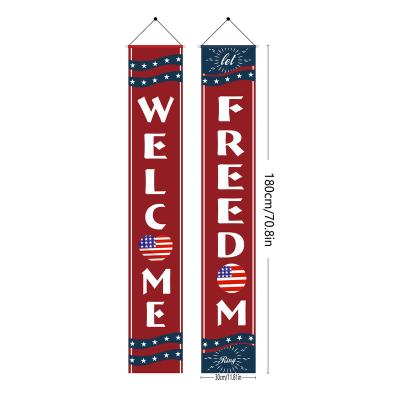 China Wholesale Creative New Independence Day Independence Day Activities Decoration Background Cloth Banner Door Curtain Commemorative American Independence Day Banner for sale