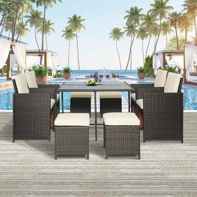 China 9pcs Leisure KD Design Modern Garden Sets Outdoor Rattan Furniture for sale