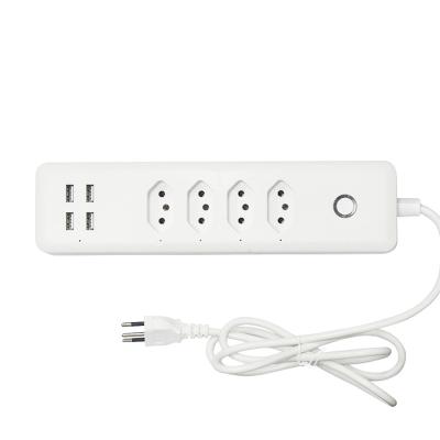 China Wifi Brazil WiFi Smart Power Strip with 4 Outlets 4USB Ports ,1.4m Extension Cord Voice works with Alexa, Google Home for sale