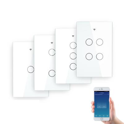 China Indoor No Neutral Wire Single Fire Smart Life Tuya App Control Works Alexa Google Home 110/220V WiFi Smart Light Switch for sale