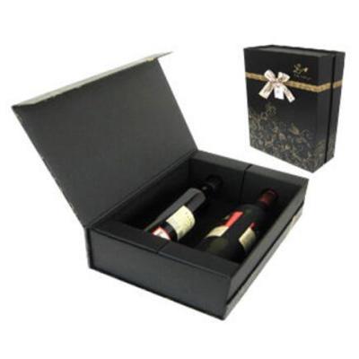 China Handmade Black Book Style Paper Gift Box For Wine for sale