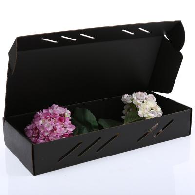 China Handmade high quality custom black flower box, rectangle flower box made in corrugated paper for sale