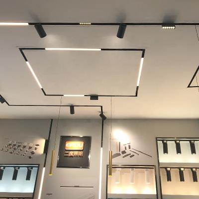 China Modern 1m 1.5m 2m 2 Wire Linear Ceiling Recessed Full Led Magnetic Cob Track Rail Lighting System for sale