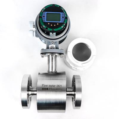 China Carbon Steel / SS 304 / SS 316 4 Inch DN100 Electromagnetic Sewage Flow Meter With PTFE Liner For Sewage for sale