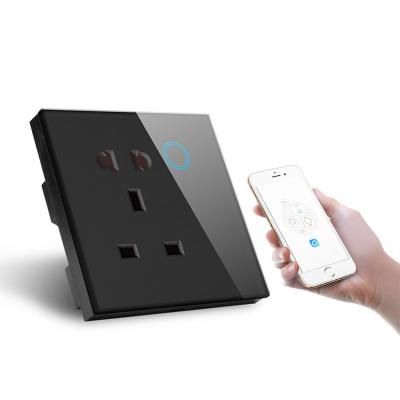 China Residential / Multipurpose Standard 5 Hole Tuya WIFI Wall Socket Double Outlet UK Universal Wireless Socket With Switch for sale