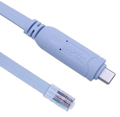 China Other USB Typc C Male To RJ45 Plug Flat Cable With Chip Aqua Blue Flat Cable 1.8m for sale