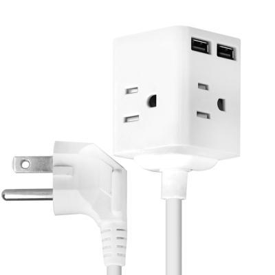 China Single Kitchen US Plug Extension White Mini Home Use 4 Way Power Cube Power Strip With USB for sale