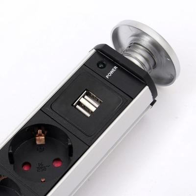 China Residential / Multipurpose Stainless Steel Cover Pull Up Socket Desktop Power Tower for sale