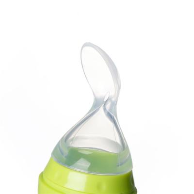 China BPA Free Baby Food Feeder Nipple Feeding Supplies Squeeze Spoon With Spoon Cool Infant Warm Baby Safety Bottle Silicone Feeding Utensil for sale