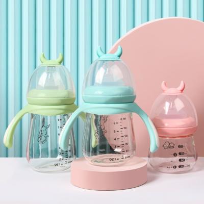 China Shatterpro Free Clear Glass Baby BPA Borosilicate Baby Bottles Food Grade Silicone Breastmilk Bottle 120ml 180ml 240ml for sale