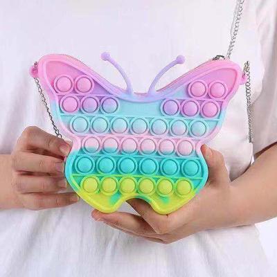 China Decompression Silicone Butterfly Purse Bubbles Wiggle Toys Noises Wiggle Butterfly Purses for sale