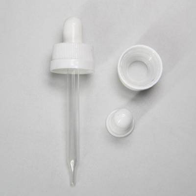 China 20/410 Glass Tube Pipette Dropper 77mm Length Non Refillable Smooth Silicone Bulb White for sale