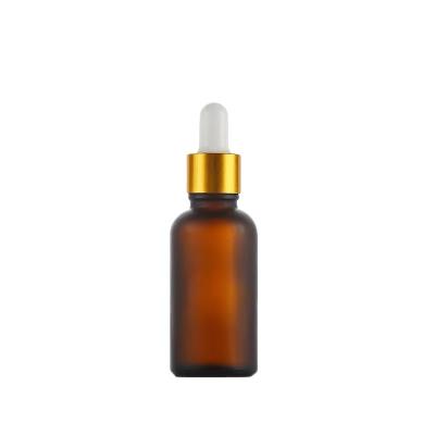 China Luxury Amber Glass Cosmetic Essential Oil Dropper Bottle For Emulsion Serums for sale