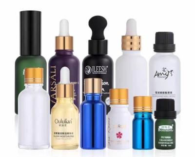 China Personal Care 5ml 10ml 15ml 20ml 30ml 50ml 100ml 1oz Clear Amber Black Glass Cosmetic Essential Oil Spray Dropper Bottle For Emulsion Serums for sale