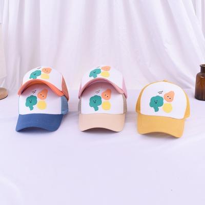 China Custom Printed Summer 5 Joint Panel Kids Logo Mesh White Trucker Hat Child for sale