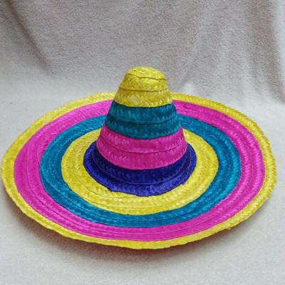 China Eco-Friendly Custom Colorful Unisex Wide Brim Paper Straw Hats Festival Mini Mexican Sombrero Hat Wholesale for sale