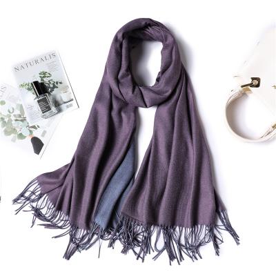 China Soft Soft Feeling Double Sided Ladies Simple Cashmere Fashion Double Color Silk Winter Scarf for sale