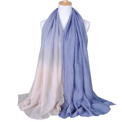 China New Arrival 180*90cm Fashion Women Tie Gradient Dye Hijab Scarf 2021 Soft Smooth Long Feeling for sale