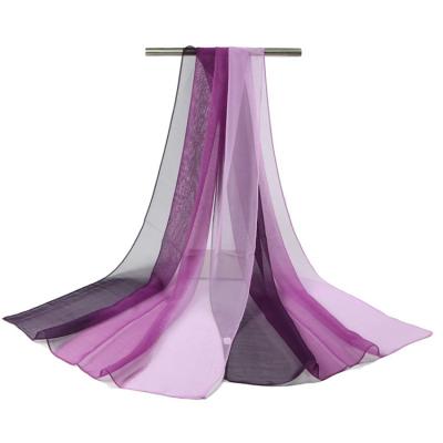 China Wholesale 160*50cm Polyester Gradient Color Silk Georgette Shawl Scarf Long for sale