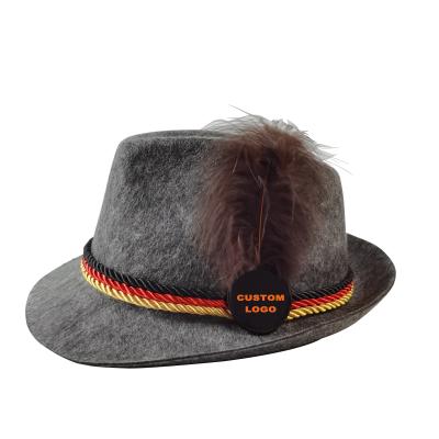 China Image Wholesale Custom Design Beer Festival Traditional German Oktoberfest Gray Felt Bavarian Alpine Felted Hat for sale