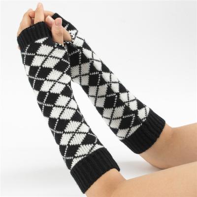 China Custom Logo Women Stretchy Knitting Fingerless Gloves Sale Simple Warm Winter Long Gloves for sale