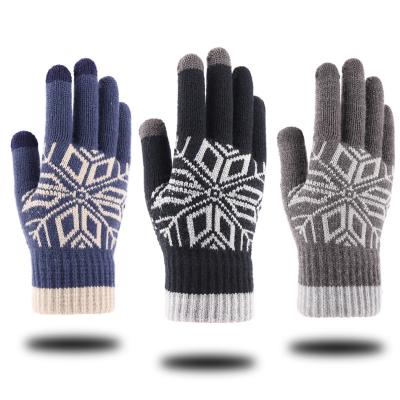 China Custom Jacquard Logo Acrylic Winter Touch Screen Warm Knitted Glove For Mobile Phone Magic Gloves for sale