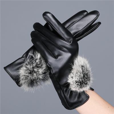 China Simple Custom Made Female Durable Winter Leather Gloves Waterproof Women for sale