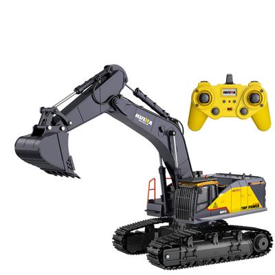 China RC Model Vehicle Huina 1592 22CH Hobby Alloy Bucket Model Noise LED light up rc metal 1/14 rc excavator full model for sale