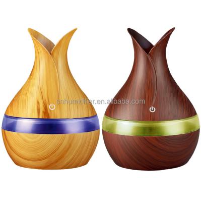 China 7colors LED Light Cheapest&Super Hot Selling Wooden Grain Vase Shape RJHP-005 Aroma Diffuser for sale