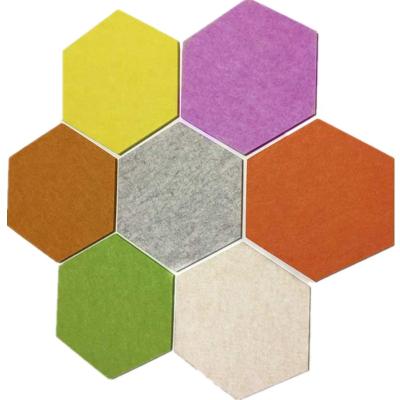 China Colorful Acoustic Foam Panel Hexagon Design Polyester Fiber Acoustic Sound Barrier 9mm For Decoration for sale