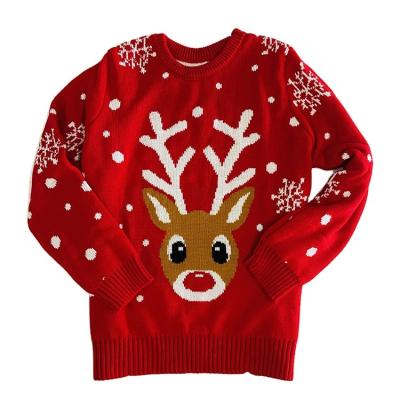 China 2021 Christmas Pullovers QUICK DRY Knitted Ugly Ugly Sweater With Acrylic Reindeer Sweater Women Family for sale