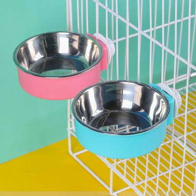 China Wholesale Sustainable Portable Double Walled Stainless Steel Pet Bowls Hanging Food Dog Bowls for sale