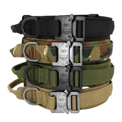 China Custom Adjustable Pattern Hands Free Dog Collar And Leash Set High Quality Tactical Pet Collars for sale