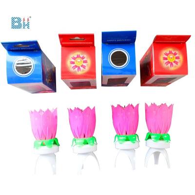 China Home Party Wax Candle Rotating Beautiful Musical Flower Birthday Candles for sale