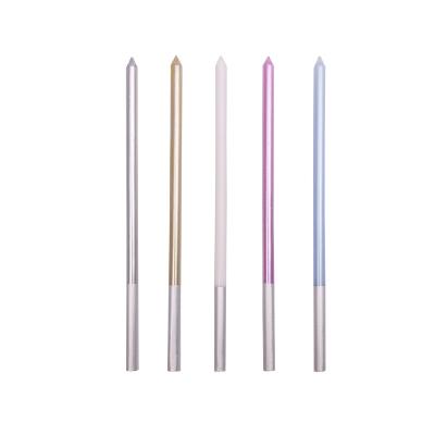 China Birthdays / Celebration Kids Birthday Gift Thin Birthday Candles Colored Single Metallic Pencil Birthday Party Candles for sale