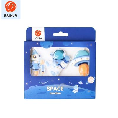 China Birthdays Factory Direct 3 Pcs Astronaut Theme Birthday Candle Set For Party Cake Decorations for sale