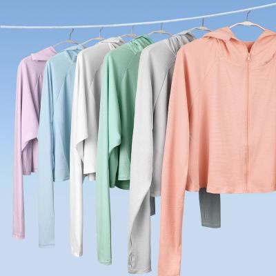 China Long Sleeve Women's UV Sunscreen Clothing Sunscreen Soft Ice Silk Cool Material New Market High End Soft Polyester for sale