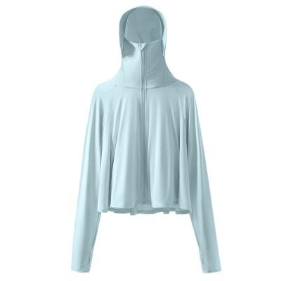 China Windproof Long Sleeve Sweatshirt Sunscreen Ice Silk Sportswear High Quality Light Jacket Proof Outdoor Cool Women Clothing for sale