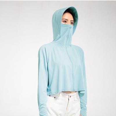 China Sunscreen Anti-UV Clothes New Anti UV Light Women Skin Anorak Summer Breathable Ice Feeling Hooded Shawl Coat for sale